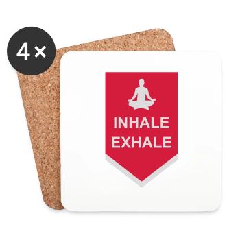 Inspirez expirez Yoga citation - Dessous de verre (lot de 4) - blanc - Devant