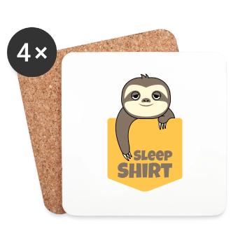 Sleep Schlaf Shirt Faultier Tasche Geschenk Idee - Untersetzer (4er-Set) - Weiß - Vorne