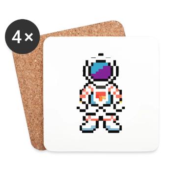Idée de cadeau spatial pixélisé pour astronaute - Dessous de verre (lot de 4) - blanc - Devant