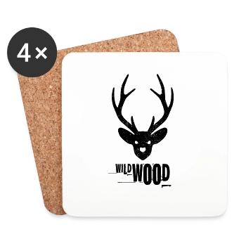 WILD WOOD STAG - BLACK - Coasters (set of 4) - white - Front