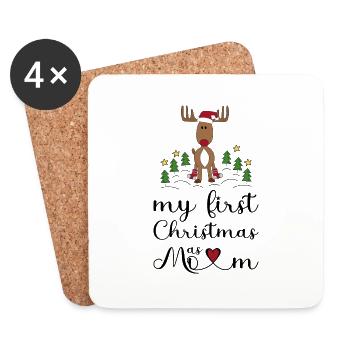 My First Christmas as Mom - Untersetzer (4er-Set) - Weiß - Vorne