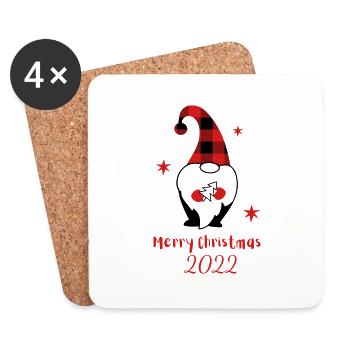 Joyeux Noël 2022 design - Dessous de verre (lot de 4) - blanc - Devant