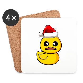Bande dessinée de canard Noël - Dessous de verre (lot de 4) - blanc - Devant