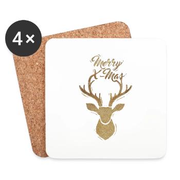 Merry X-Mas - Untersetzer (4er-Set) - Weiß - Vorne