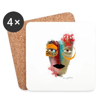 maske klecks - Untersetzer (4er-Set) - Weiß - Vorne