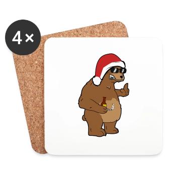 Weihnachten Weihnachtsfeier Weihnachtsmann Lustig - Untersetzer (4er-Set) - Weiß - Vorne