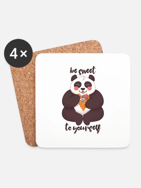 Be Sweet To Yourself - Panda - Untersetzer (4er-Set) - Weiß