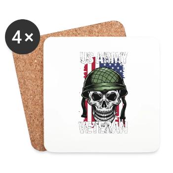 Cadeau du drapeau du soldat de l’armée américaine - Dessous de verre (lot de 4) - blanc - Devant