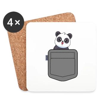 Panda dans votre poche - Dessous de verre (lot de 4) - blanc - Devant