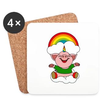 small pig horn colorful - Coasters (set of 4) - white - Front
