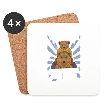 Vater Papa Sohn Kind Vatertag Geschenk - Untersetzer (4er-Set) - Weiß - Vorne