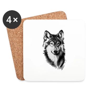 Wolf - Untersetzer (4er-Set) - Weiß - Vorne