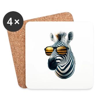 Zebra - Untersetzer (4er-Set) - Weiß - Vorne