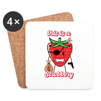 Ceci est un cadeau strobbery - Dessous de verre (lot de 4) - blanc - Devant