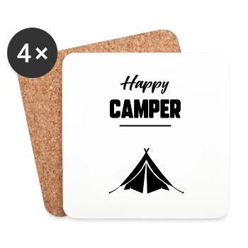 Glücklicher Camper - Untersetzer (4er-Set) - Weiß - Vorne
