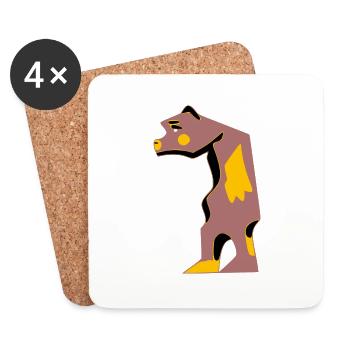 Hector the sad bear - Coasters (set of 4) - white - Front