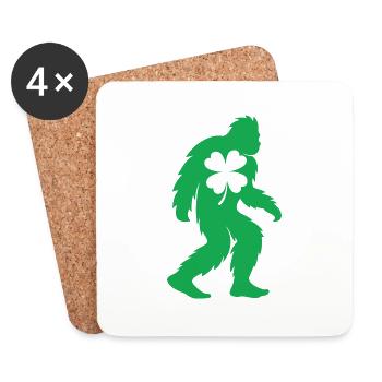 Bigfoot Shamrock Gold Funny St Patrick’s - Dessous de verre (lot de 4) - blanc - Devant