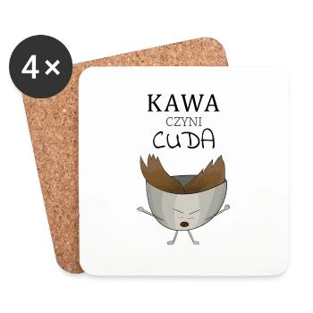 Kaffee wirkt Wunder - Untersetzer (4er-Set) - Weiß - Vorne