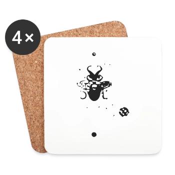 The grumpy bee - Coasters (set of 4) - white - Front
