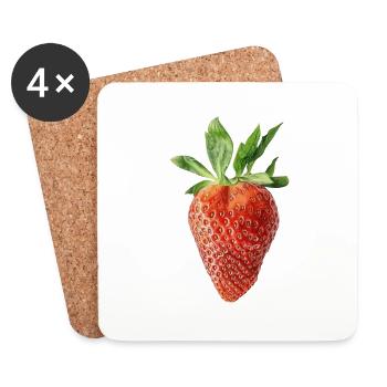 Saftige rote Erdbeere, Sommer - Untersetzer (4er-Set) - Weiß - Vorne