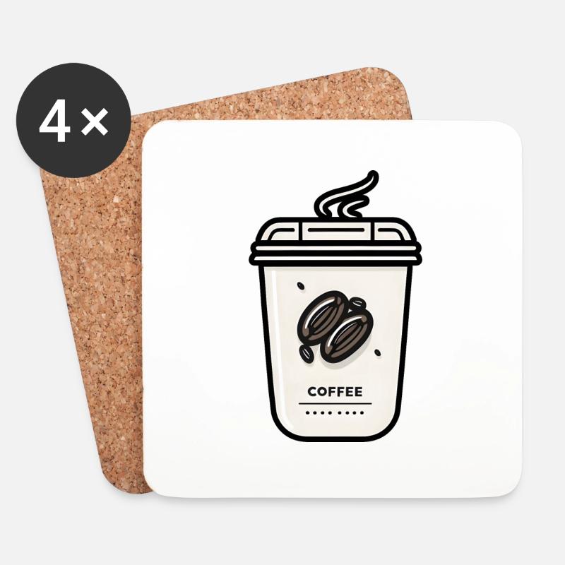 Kaffee Becher - Untersetzer (4er-Set) - Weiß