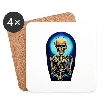 Skeleton style acrylic paint - skateboard - Coasters (set of 4) - white - Front