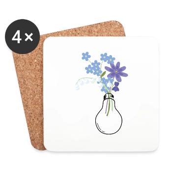 Glühbirne Blumen Blumenstrauß Natur - Untersetzer (4er-Set) - Weiß - Vorne