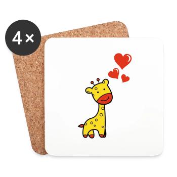Giraffe verliebt - Untersetzer (4er-Set) - Weiß - Vorne