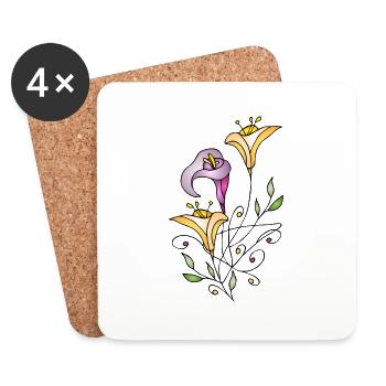 Blumen - Untersetzer (4er-Set) - Weiß - Vorne