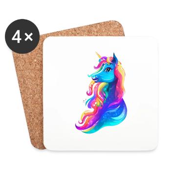Licorne Fille Licorne Licorne Mythique Animal Licornes - Dessous de verre (lot de 4) - blanc - Devant