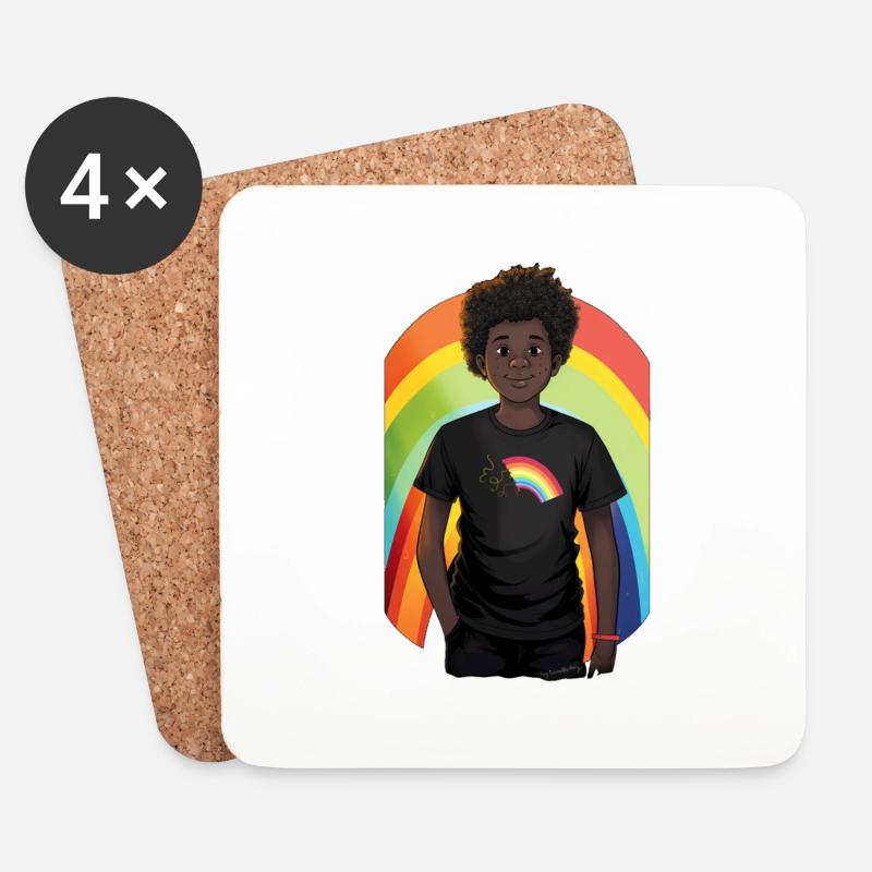 Rainbow and Child - Coasters (set of 4) - white