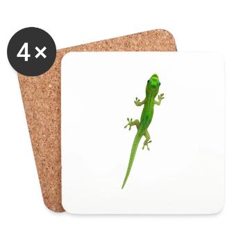 Grüner Gecko - Untersetzer (4er-Set) - Weiß - Vorne