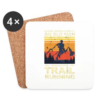 Trail Runner Running Jogging Jogger I Gift - Dessous de verre (lot de 4) - blanc - Devant