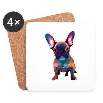 Chien bouledogue propriétaire de chien chien chien propriétaire de chien - Dessous de verre (lot de 4) - blanc - Devant