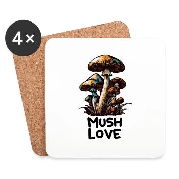 PILZ. MUSH LIEBE - Untersetzer (4er-Set) - Weiß - Vorne