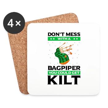 Bagpipe teacher quote and bagpipe players - Coasters (set of 4) - white - Front