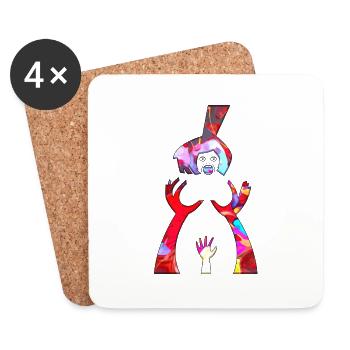 Optical illusion art psychadelic retro shapes sex - Coasters (set of 4) - white - Front