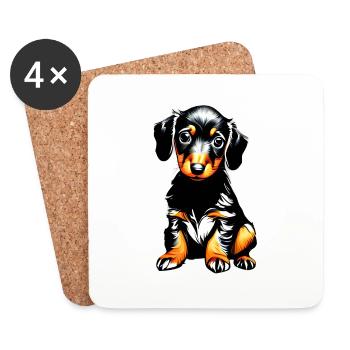 Chien Chien Propriétaire Chiens Teckel Propriétaire de Chien - Dessous de verre (lot de 4) - blanc - Devant