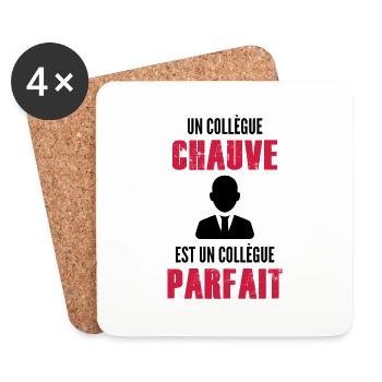 collègue chauve / collègue parfait - Dessous de verre (lot de 4) - blanc - Devant