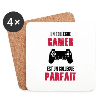 collègue gamer / collègue parfait - Dessous de verre (lot de 4) - blanc - Devant