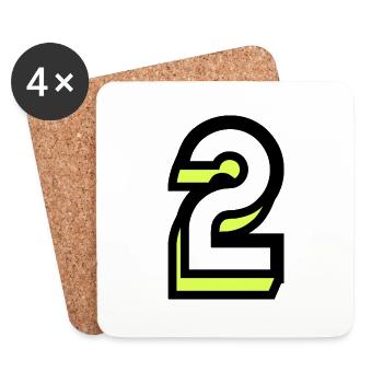 2 ANS. 2e ANNIVERSAIRE. ANNIVERSAIRE 2 ANS. 2 - Dessous de verre (lot de 4) - blanc - Devant
