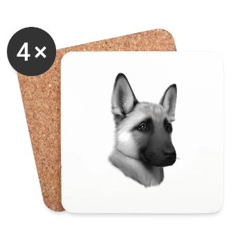 Chiot de chien Berger allemand propriétaire de chien - Dessous de verre (lot de 4) - blanc - Devant