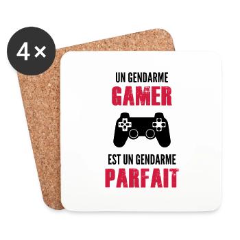 un gendarme gamer est un gendarme parfait - Dessous de verre (lot de 4) - blanc - Devant