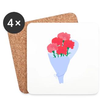 Bouquet of carnations - Coasters (set of 4) - white - Front