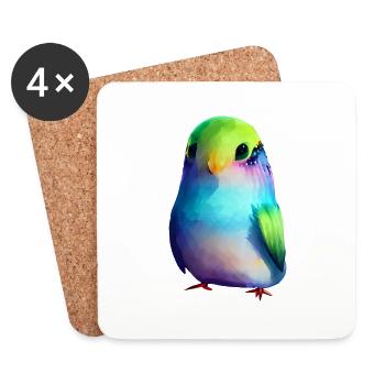 Budgie Bird Propriétaire Bird Cockatiel - Dessous de verre (lot de 4) - blanc - Devant