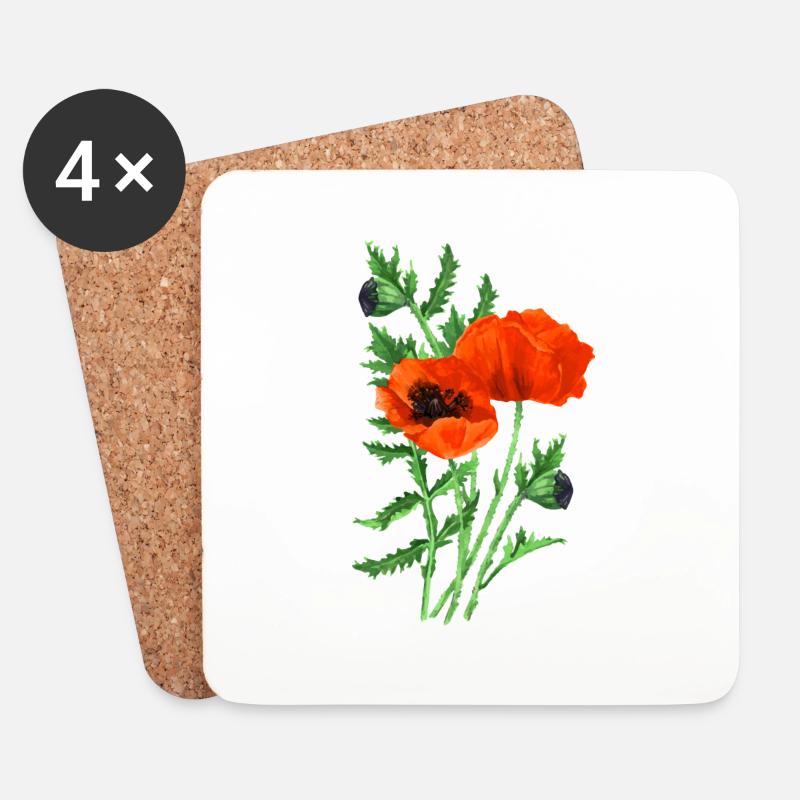 Blumen - Untersetzer (4er-Set) - Weiß