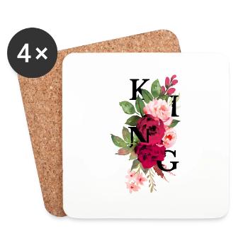King flowers - Dessous de verre (lot de 4) - blanc - Devant