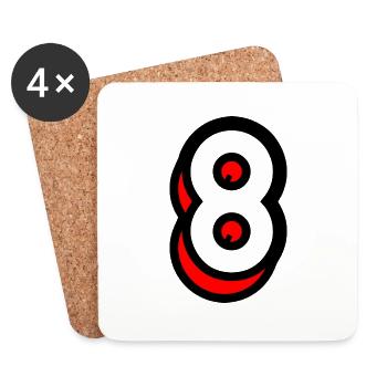 8 ANS. 8e ANNIVERSAIRE. ANNIVERSAIRE 8 ANS. 8 - Dessous de verre (lot de 4) - blanc - Devant
