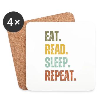 EAT READ SLEEP REPEAT - Coasters (set of 4) - white - Front