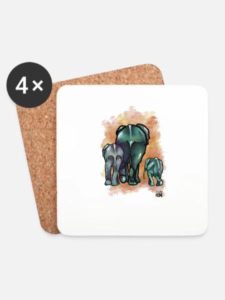 Elephant Generation - Coasters (set of 4) - white